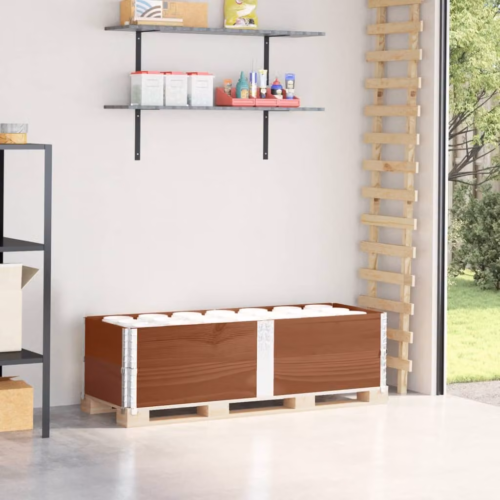 Set di 2 pareti per aiuole rialzate vidaXL in legno di pino massello, colore marrone, L: 150 cm, P: 50 cm