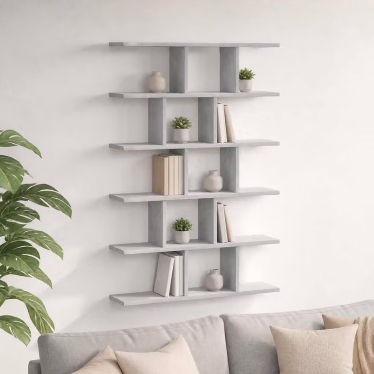 Scaffale da parete moderno vidaXL Grigio, L 70 cm x P 17 cm x H 101 cm