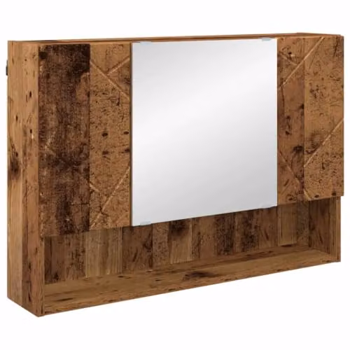 Helloshop26 Armadietto a specchio da parete interno design moderno 80 x 17 x 55 cm in legno di ingegneria antico 02_0052865