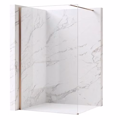 Rea - Parete Doccia Flexi, Rame Spazzolato 140, Walk-In Senza Piatto Doccia, Vetro Di Sicurezza Temperato Trasparente 8mm, 120 X 140 X 195 cm