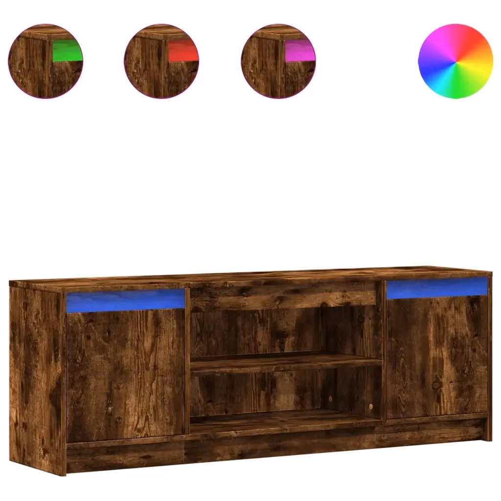Mobile Porta TV con LED vidaXL in Rovere Fumo, L: 139,5 cm, P: 34 cm, H: 50 cm – 2
