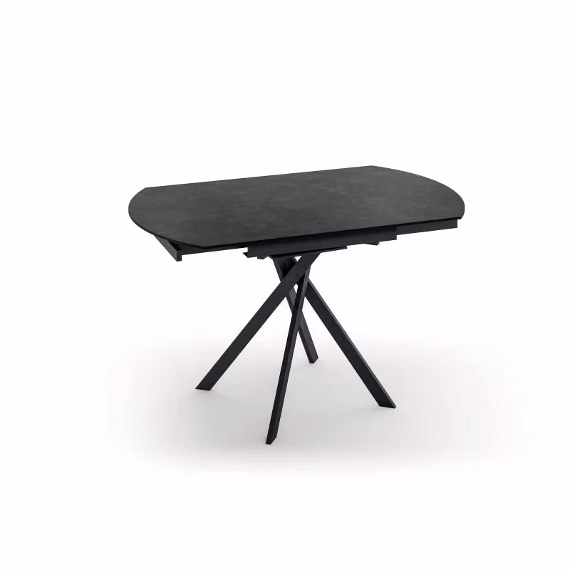 Tavolo allungabile Roll Stones con top in ceramica opaca, colore grigio e nero, L/P/H: 120 x 80-120 x 76 cm – 2