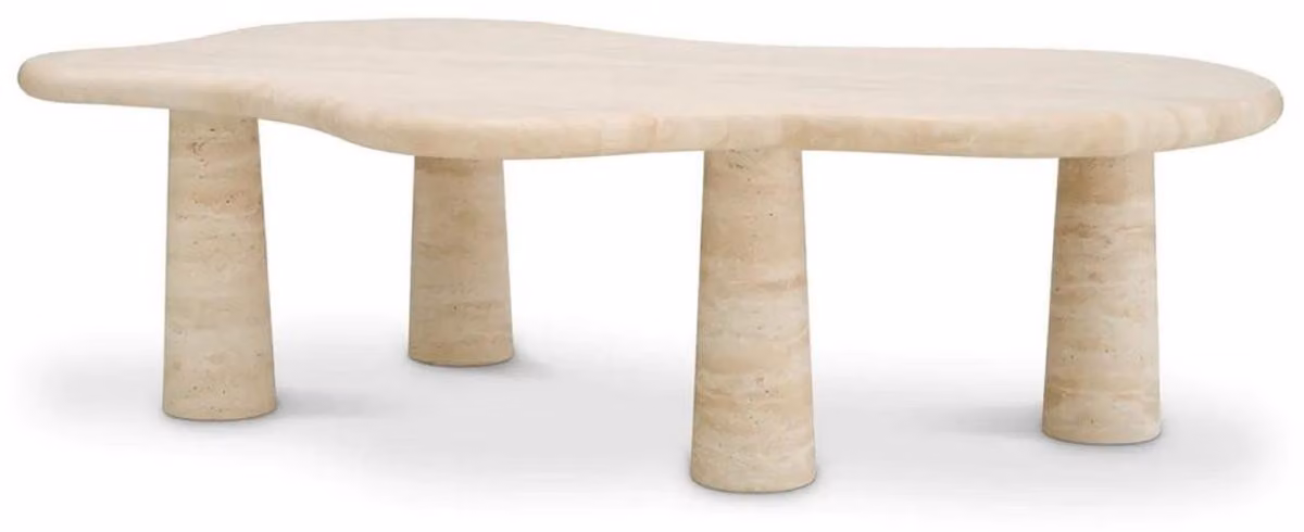 Casa Padrino Tavolino Beige 116 x 73 x H. 34 cm - Tavolo da soggiorno in pietra naturale travertino - Mobili da soggiorno - Mobili in travertino - Mobili - Arredamento