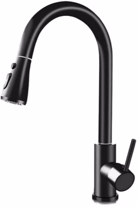 Rubinetto da cucina in acciaio inossidabile con tubo estraibile, finitura spazzolata, doppia modalità di erogazione, rotazione a 360 gradi, rubinetto monocomando per lavabo singolo, rubinetto di ricambio con filettatura metallica per tubo di alimentazione