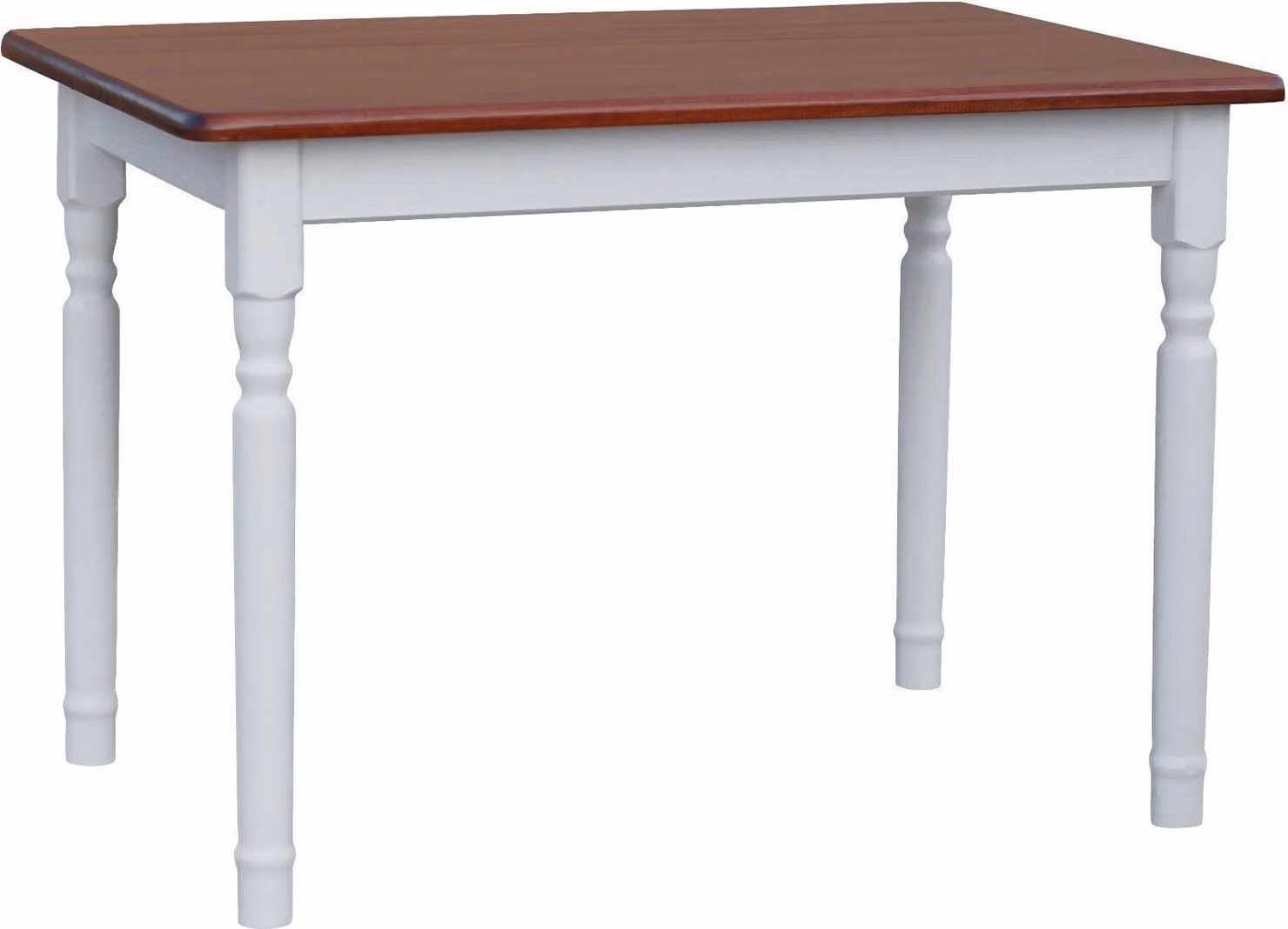 Tavolo bianco II in legno di pino massiccio con piano di colore Calvados 120 x 70 cm