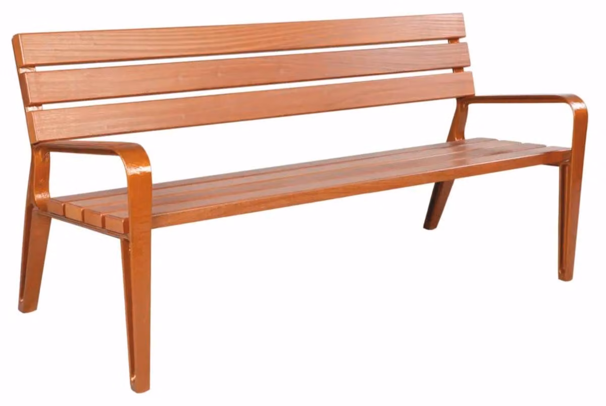 Panchina Casa Padrino - panchina da città con schienale e braccioli marrone 180 cm