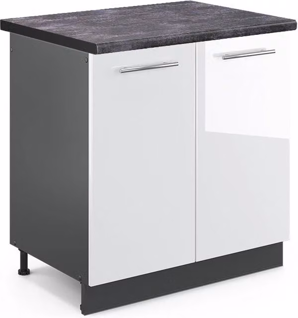 Mobile lavello cucina Fame-Line Bianco lucido/Antracite 80 cm, PL Antracite Vicco