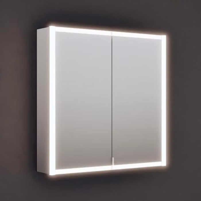 Armadio a specchio burgbad RL20, 81 cm, con cornice illuminata in vetro trasparente