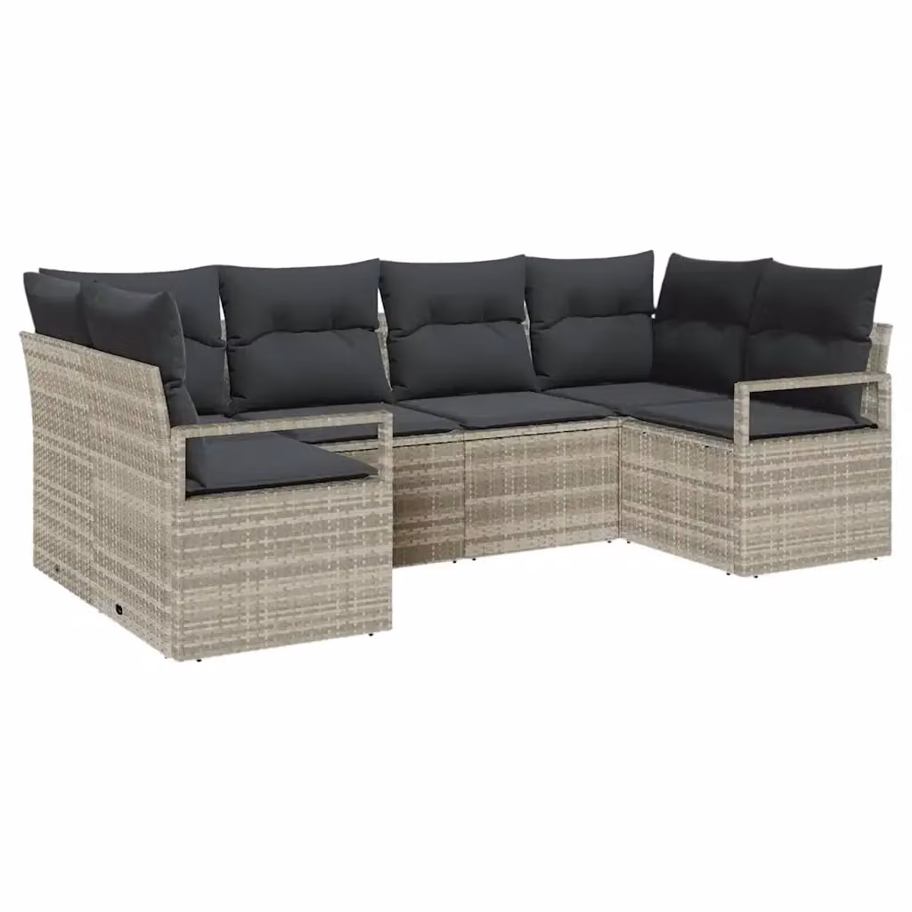 Set di divani da giardino vidaXL in rattan grigio con cuscini e tavolino da esterno – 2