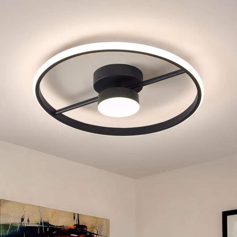 Pannello luminoso a LED, nero, rotondo, diametro 40 cm, 36 W, temperatura di colore 4000 K
