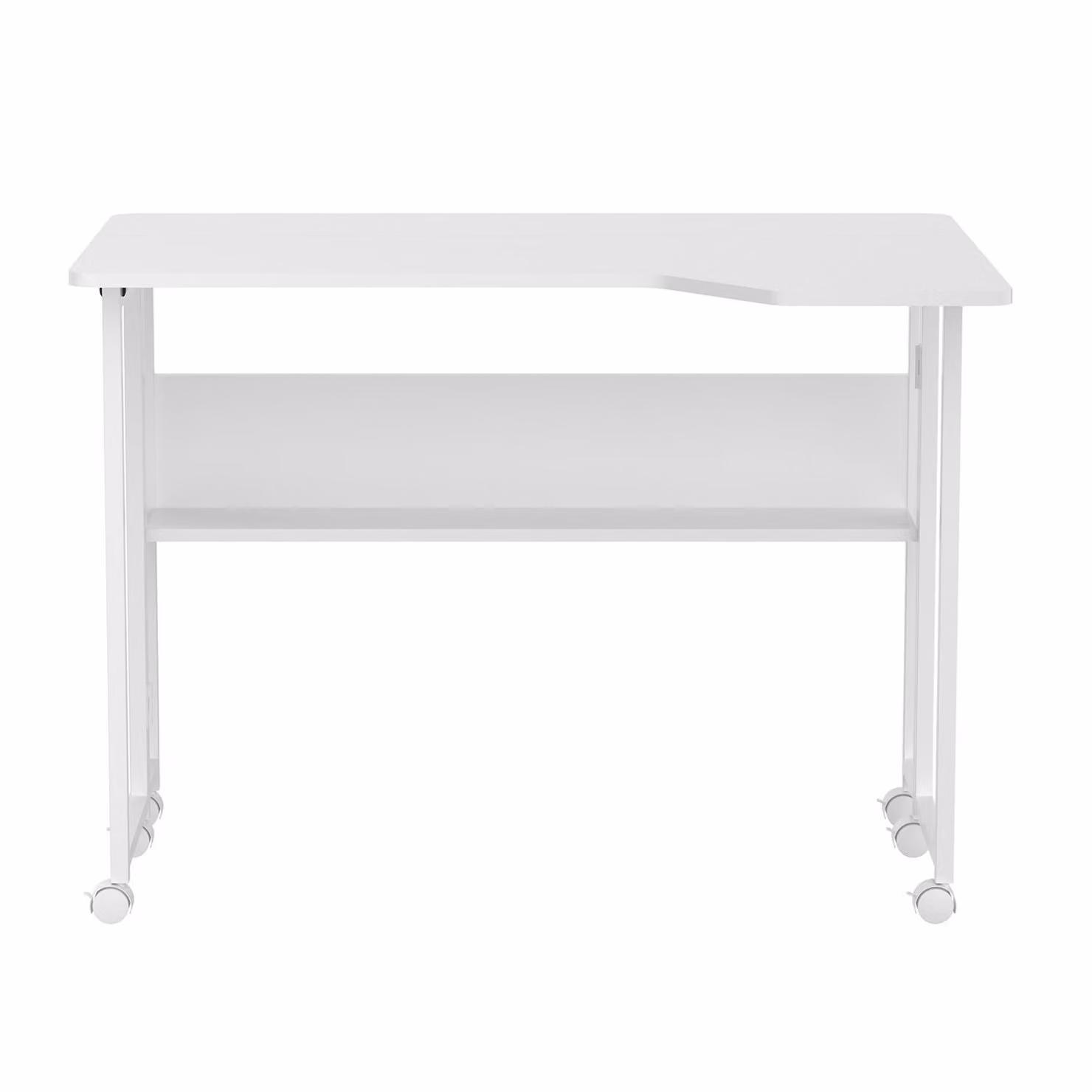 Scrivania pieghevole / Tavolino ausiliario Maclean, bianco, mobile, 100 x 73 cm, portata massima 50 kg, forma quadrata, modello a L, codice prodotto MC-126