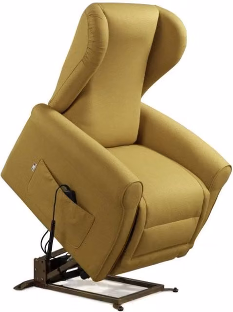 Poltrona Alzapersona Elettrica a 2 Motori GIORDANOSHOP in Microfibra Gialla L/P/H: 90 x 100 x 90 cm