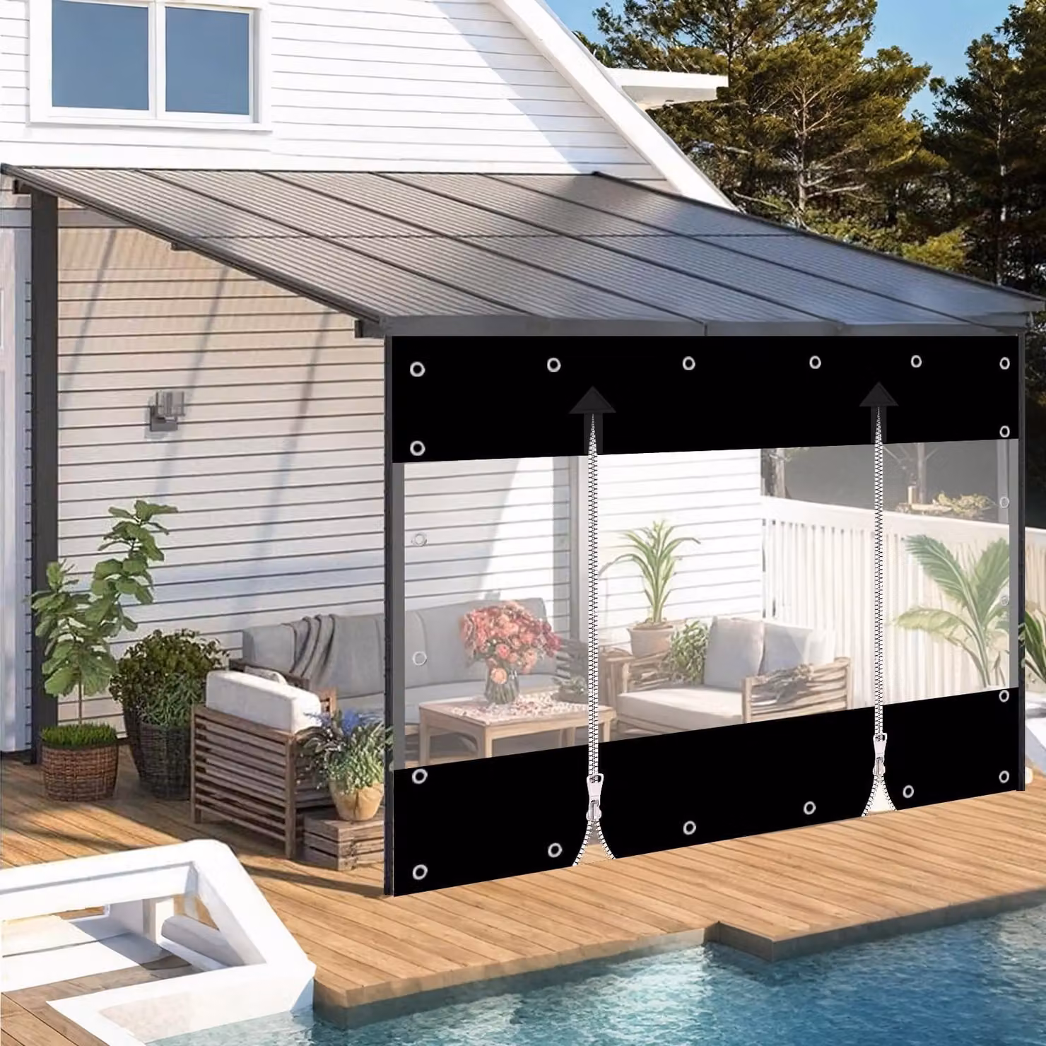 SolidKeus - Telo di copertura impermeabile in PVC con cerniera, ideale per uso esterno