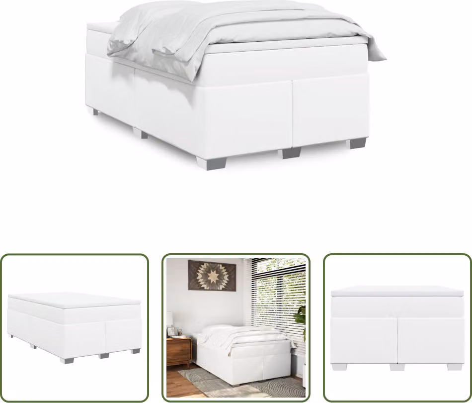 The Living Store Letto a molle con materasso bianco 120x200 cm in Pelle finta