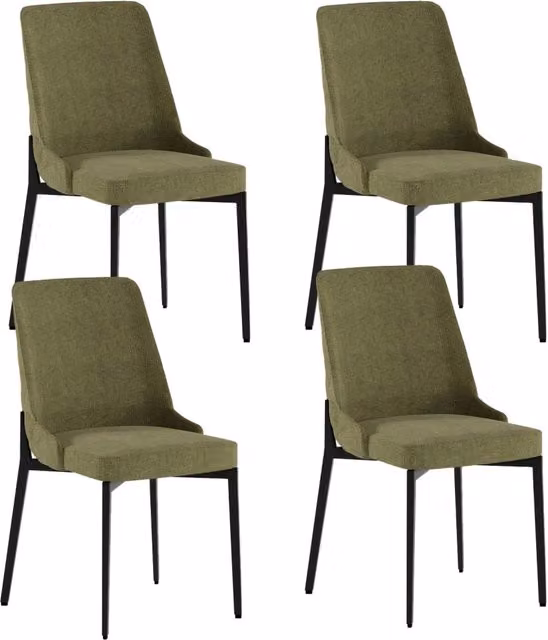Set 4 Sedie Ambra 48x58,5x89 cm in Tessuto Easy-Clean Verde