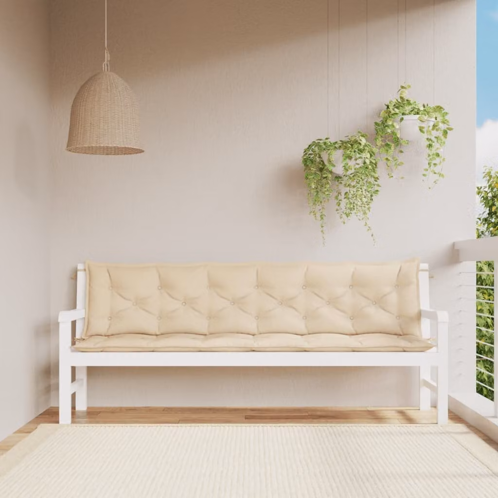 Set di 2 cuscini per panca da giardino vidaXL in tessuto Oxford beige L: 200 cm, P: 50 cm, H: 7 cm
