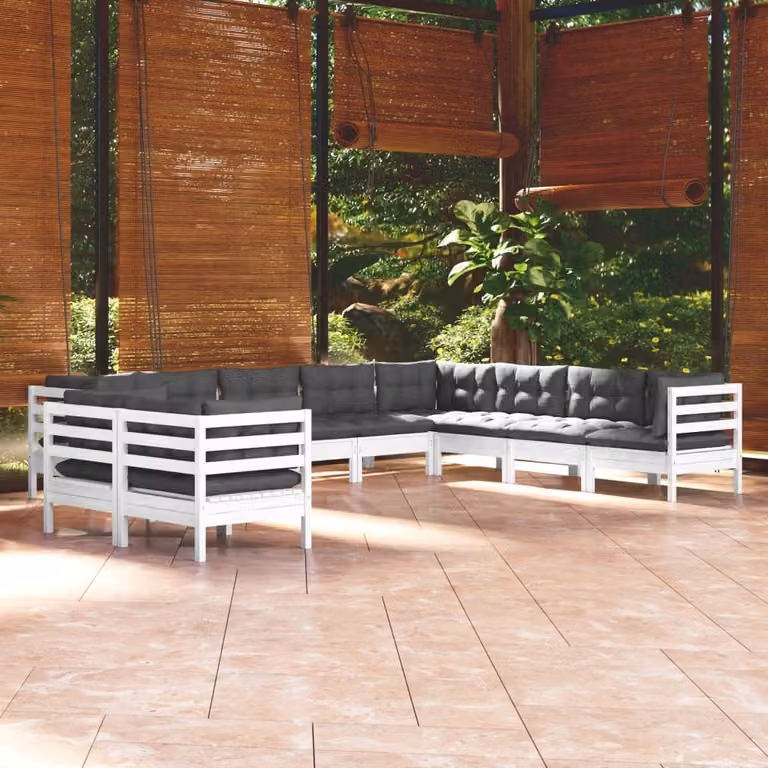 Maison Exclusive - Set Divani da Giardino 10 pz con Cuscini BiancLegno di Pino