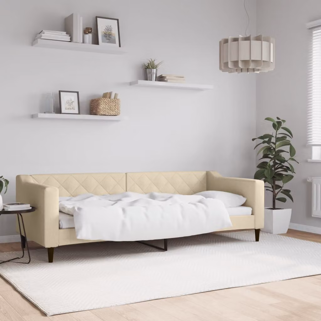 Letto da giorno vidaXL in tessuto beige L 80 x P 200 cm