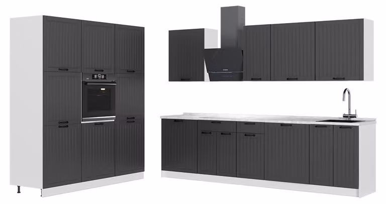 Cucina componibile Vicco Fame-Line Grigio scuro/Bianco 460 cm senza piano di lavoro, Model 63824