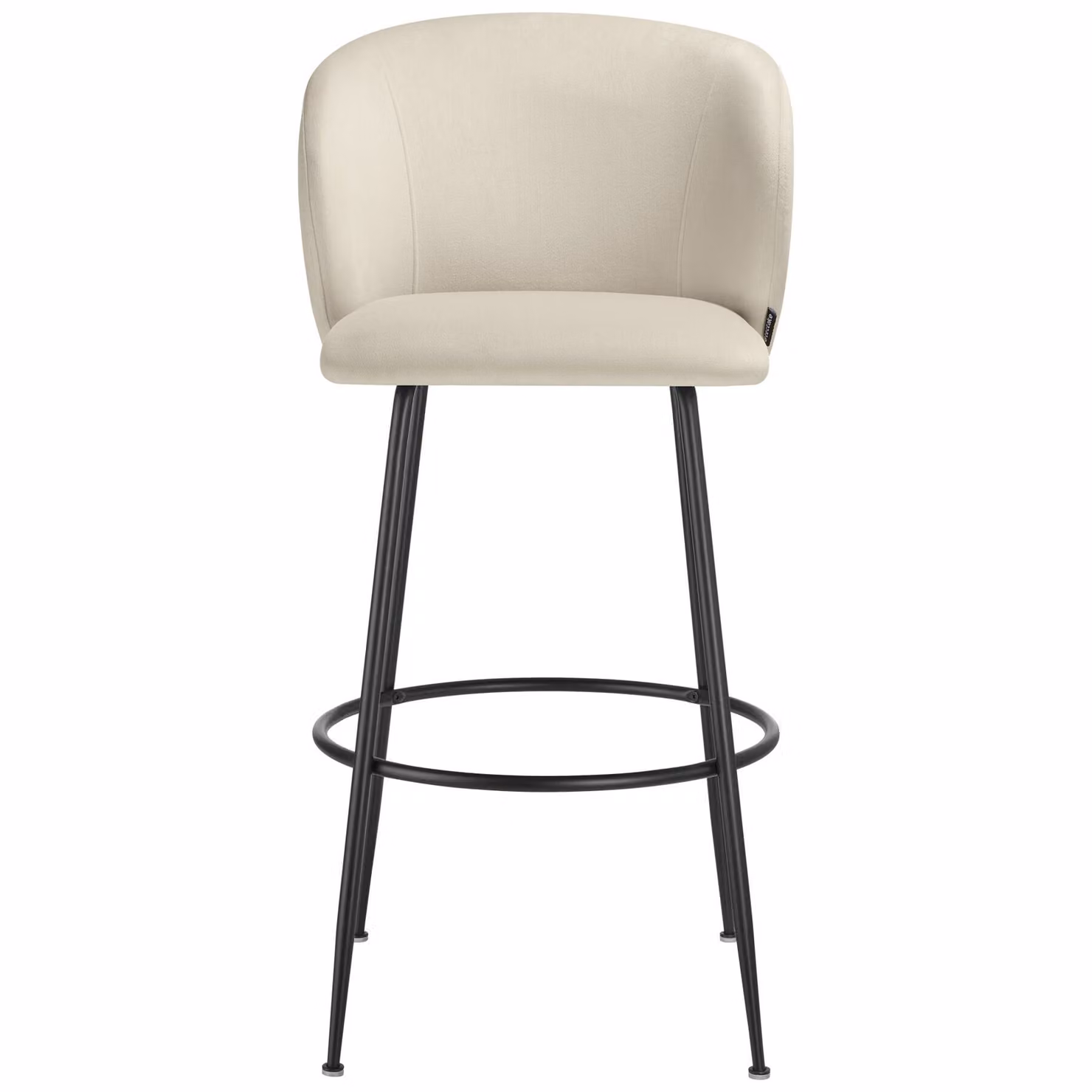 Set di 2 sgabelli Luana tectake con schienale in velluto, beige e nero, design moderno per cucina e soggiorno – 4