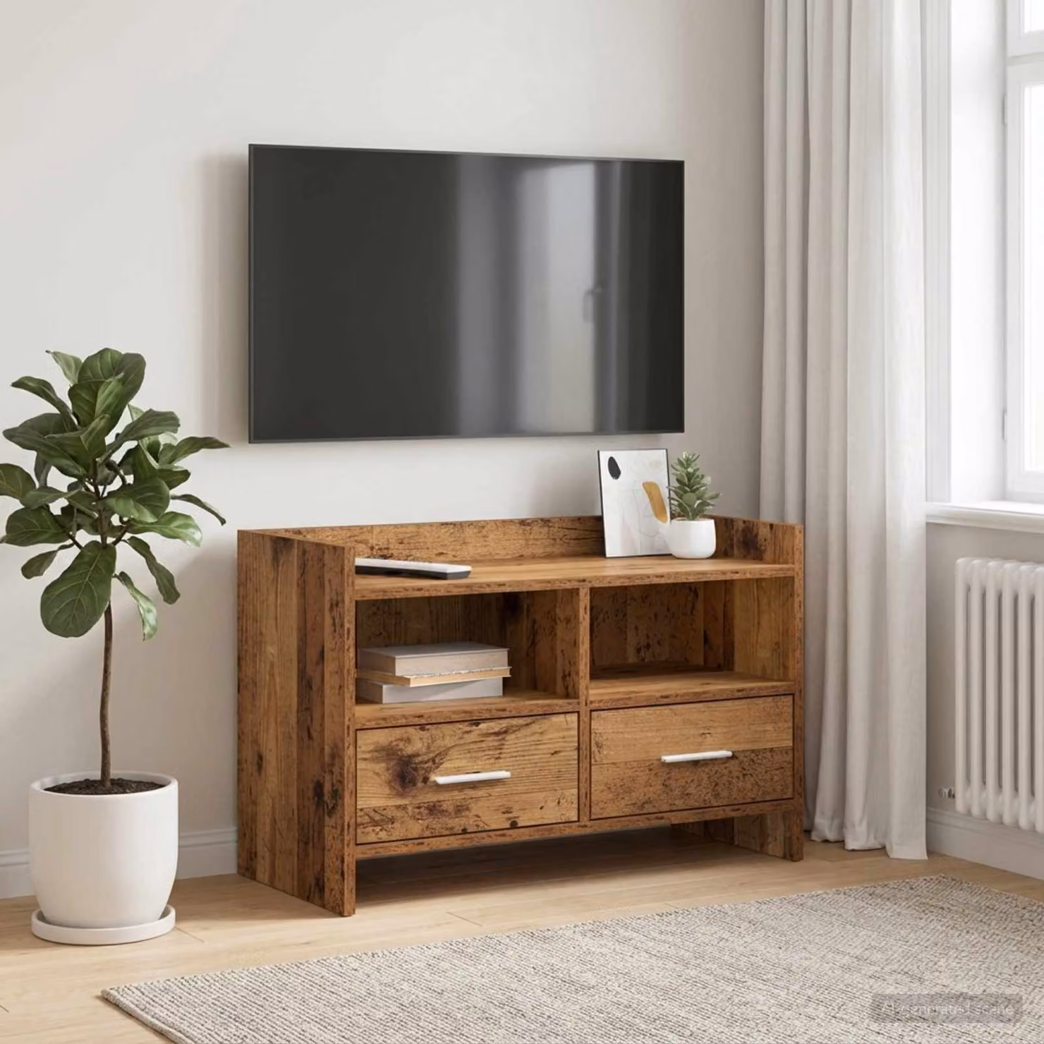 Mobile TV vidaXL in legno marrone con scomparti multimediali L 71,5 x P 33 x H 47 cm