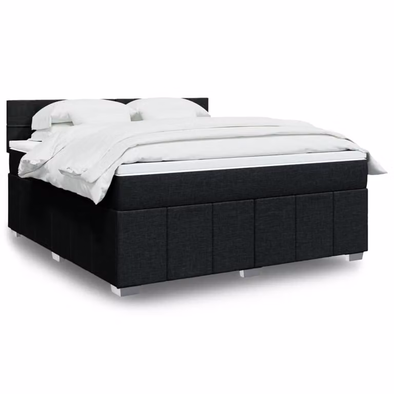 vidaXL Giroletto a Molle Ibrido con Materasso in Tessuto Nero L/P: 180 x 200 cm