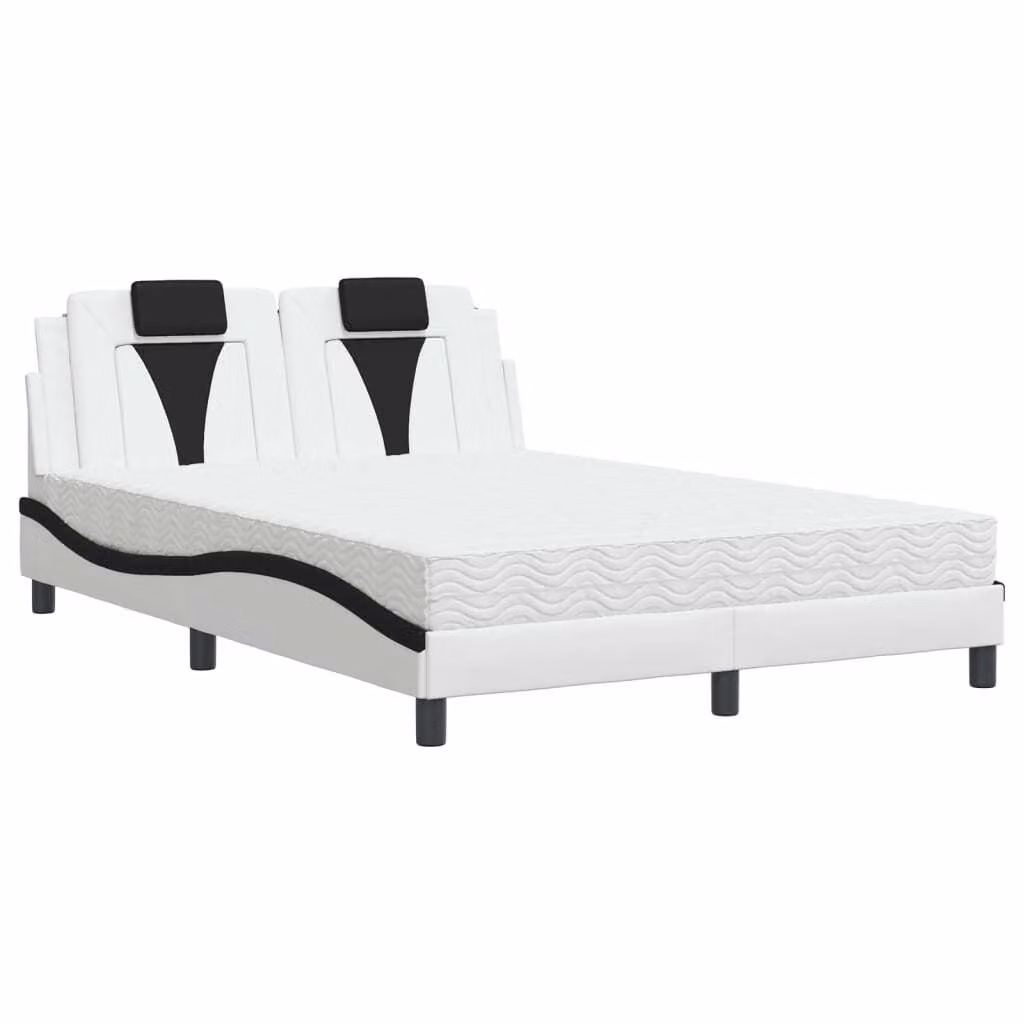 Letto Viana con Materasso Bianco e Nero 140x190 cm in Pelle finta