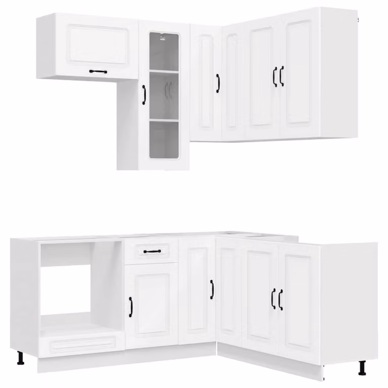 Set di mobili da cucina KALMAR, 8 pezzi, bianco, realizzato in legno composito
