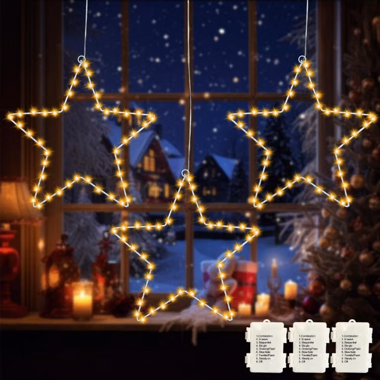 Set di candele decorative a LED, 3 pezzi, 45 LED bianco caldo, con timer, alimentate a batteria