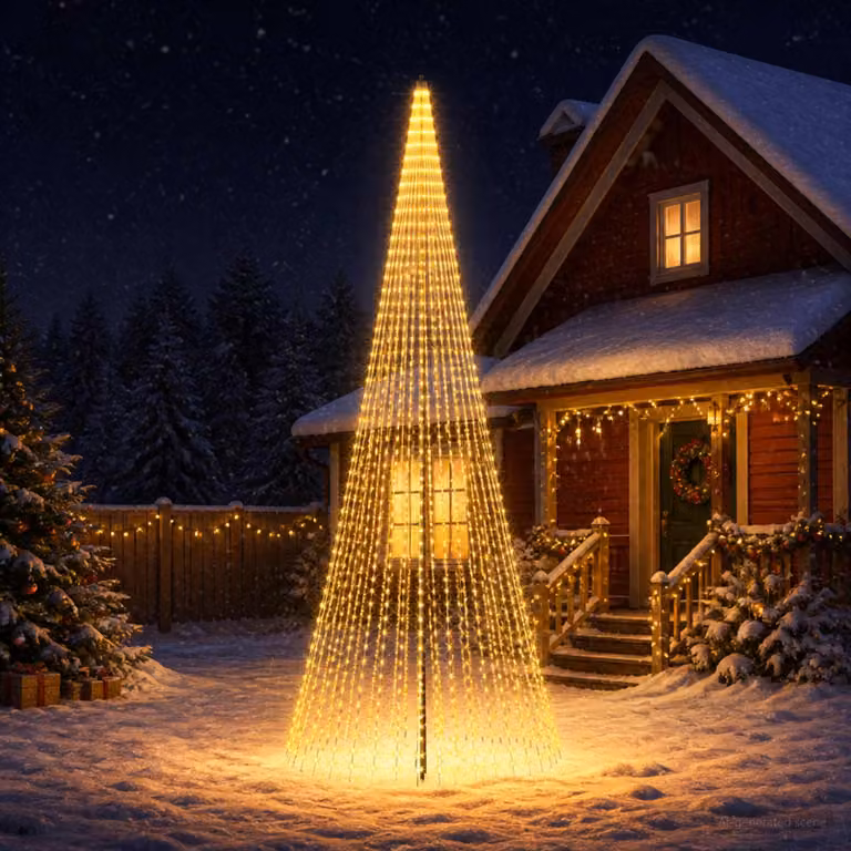 vidaXL Albero di Natale LED 485 cm 1632 LED Bianco caldo Ferro Nero
