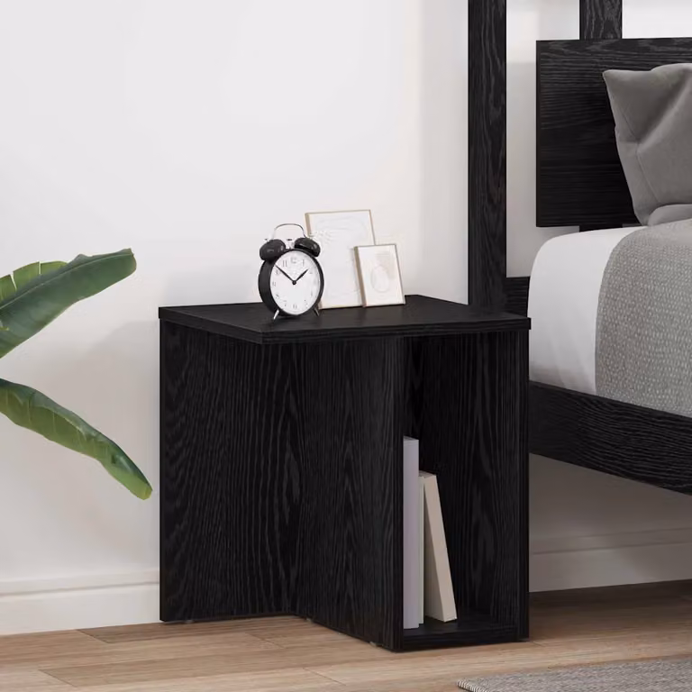 Set di 2 tavolini nidi moderni vidaXL in legno ingegnerizzato e rovere nero, L/P/H: 37 x 32 x 40 cm