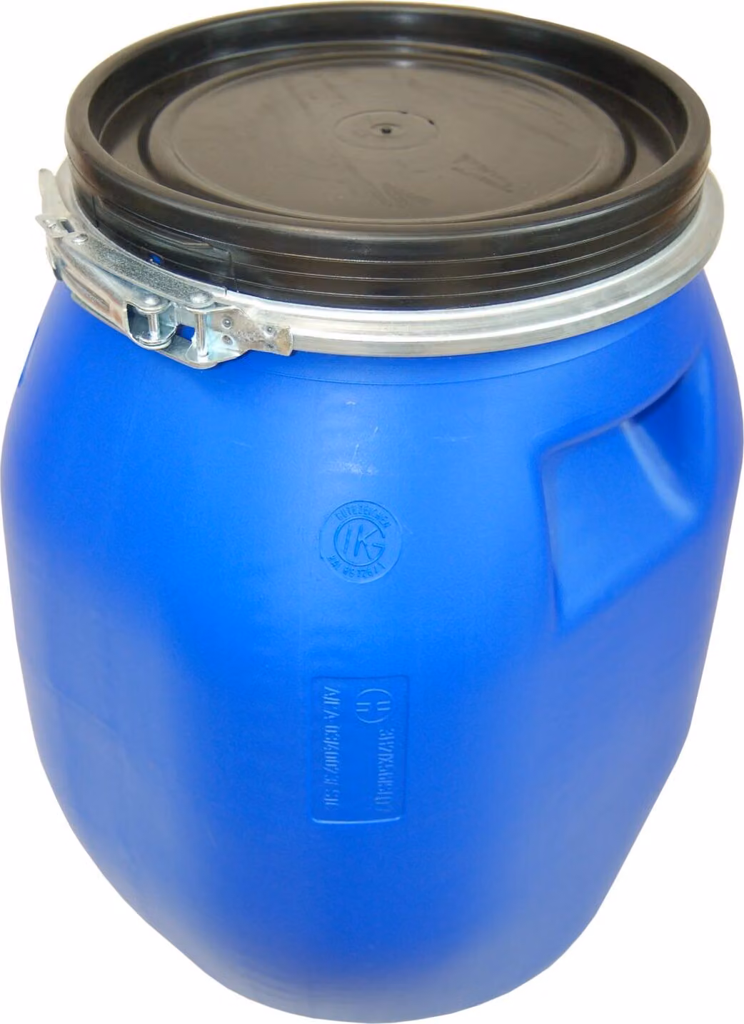 fusto con coperchio da 30 litri con chiusura a strappo | Sicuro per gli alimenti | Chiusura ermetica | Impilabile e compatibile con i pallet | Robuste impugnature incassate | Blu