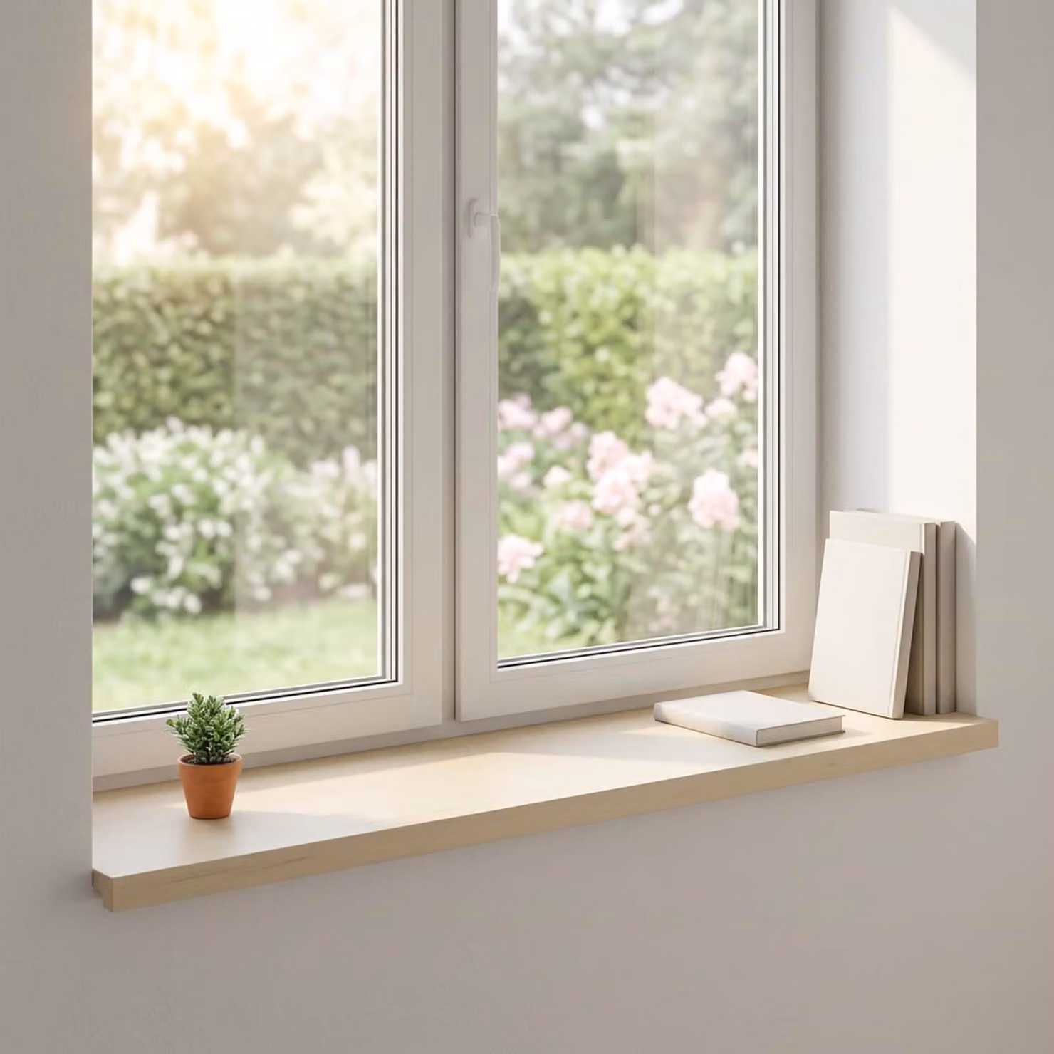 Set di 2 soglie per finestre vidaXL in pietra naturale, colore bianco, L 110 x P 40 x H 2 cm