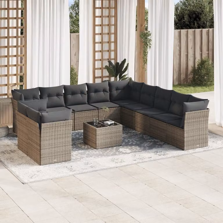 Maison Exclusive - Set Divani da Giardino 12 pz con Cuscini Grigio in Polyrattan