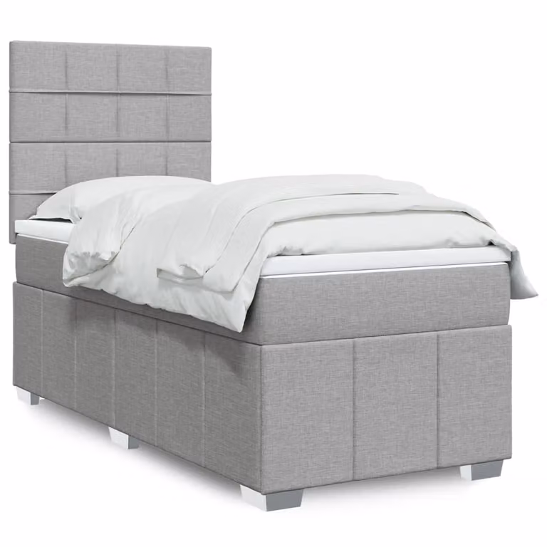 vidaXL Letto Ibrido con Materasso a Molle Pocket e Struttura Imbottita Grigio e Bianco L/P: 100 x 200 cm