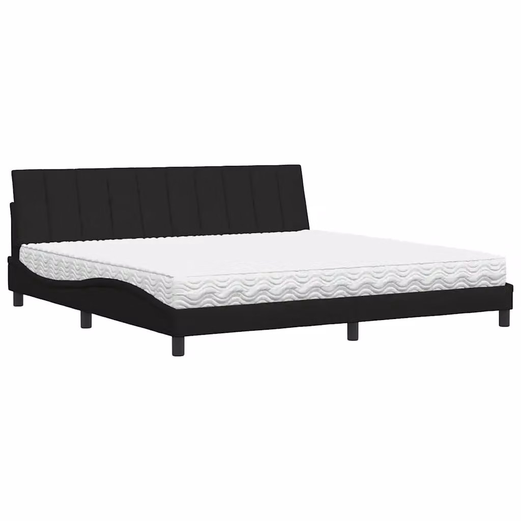Letto con Materasso Hanko vidaXL in Tessuto Nero e Bianco L/P/H: 200 x 200 x 74,5 cm – 2