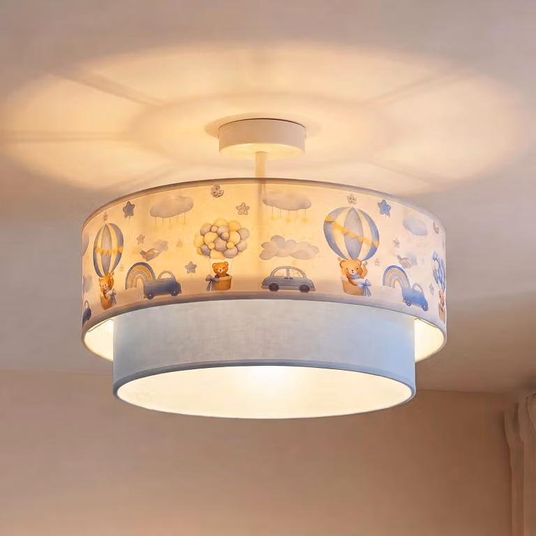 Plafoniera soffitto Boho Duolla, Blu, Cameretta, Tessuto / Stoffa / Seta, Plafoniera