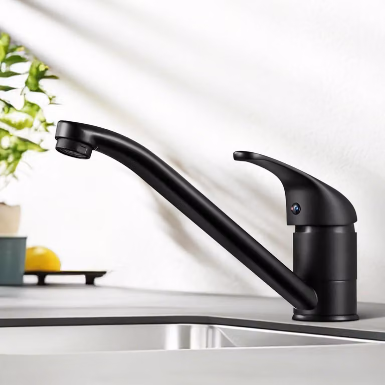 Miscelatore da cucina monocomando, nero, in acciaio inossidabile, girevole a 360°