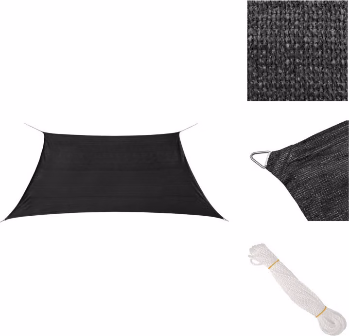 vidaXL Tenda da sole HDPE quadrata 2 x 2 m Antracite - Ombrelloni e tende da sole