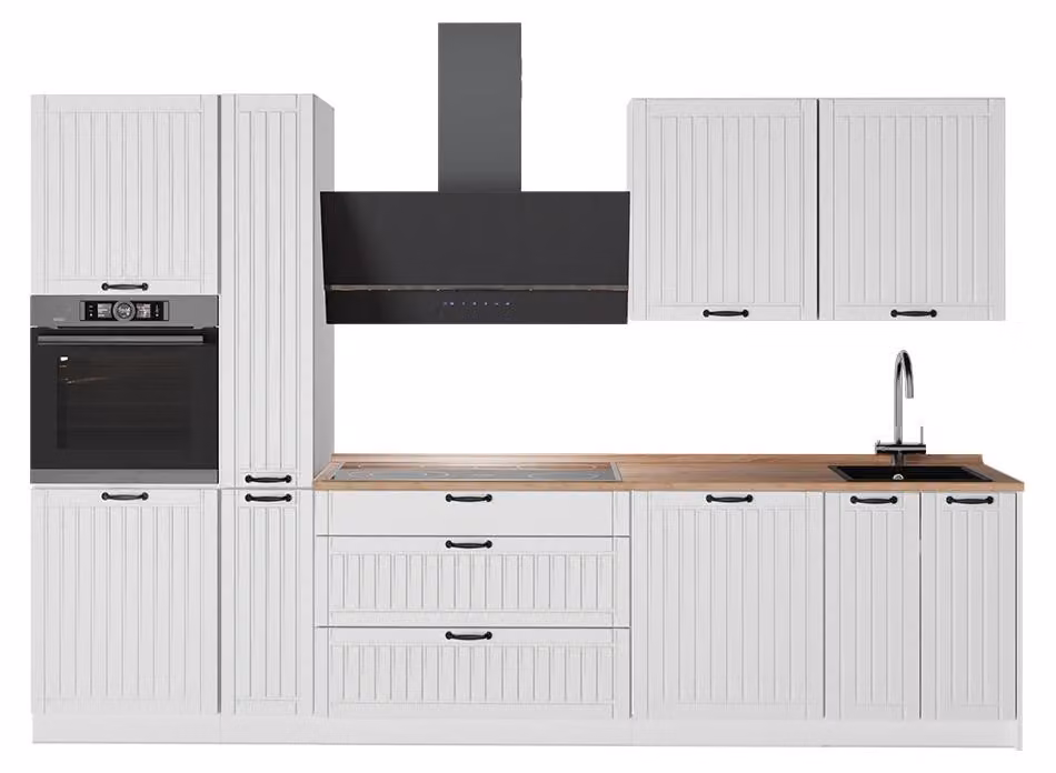 Cucina componibile Vicco Fame-Line Bianco rustico/Bianco 310 cm, PL Rovere, Model 64345