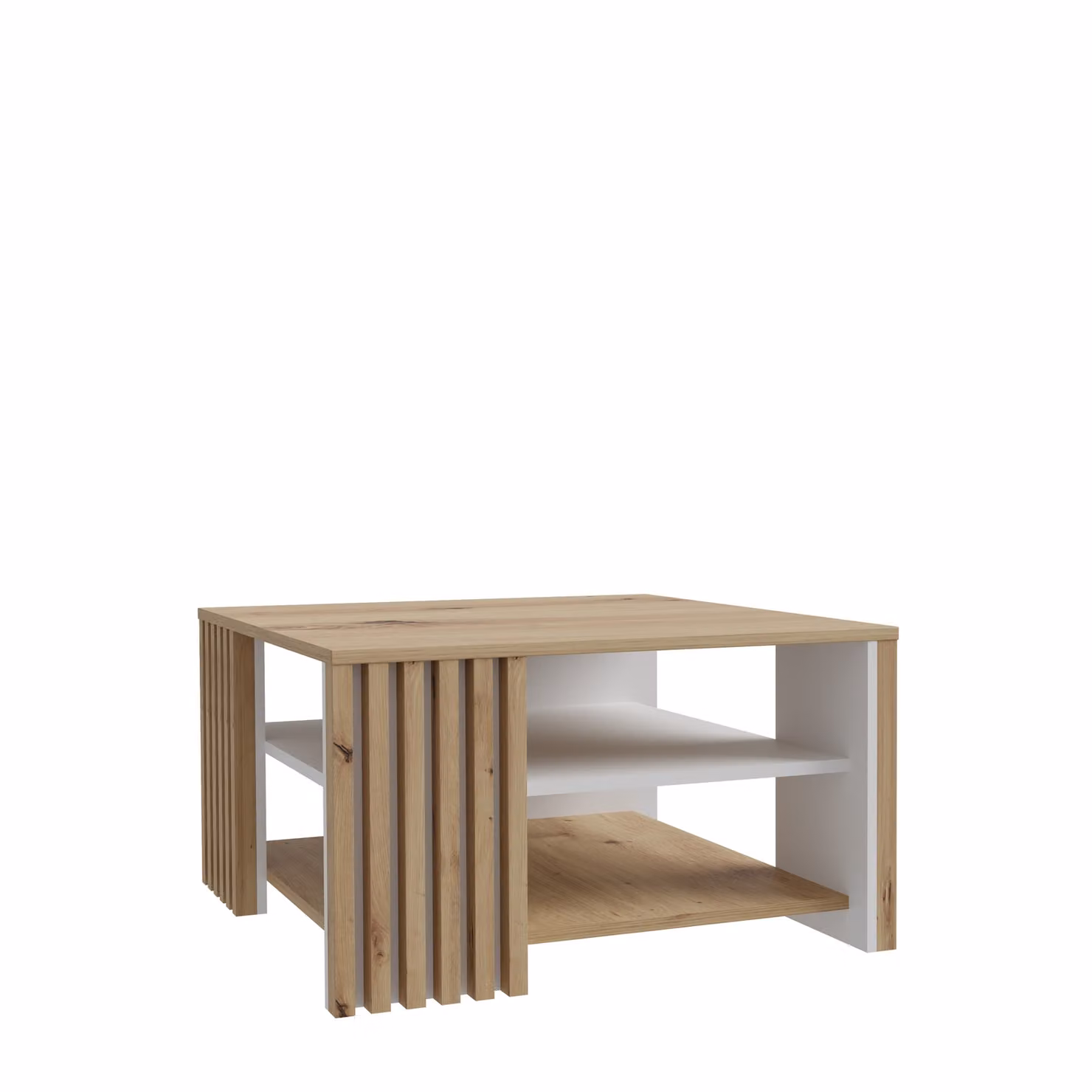 Tavolino da salotto >Cardigan< in rovere Artisan / bianco - 80x45x80 (LxAxP)