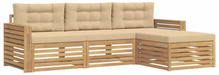 Set di divani da esterno, 4 pezzi, color beige
