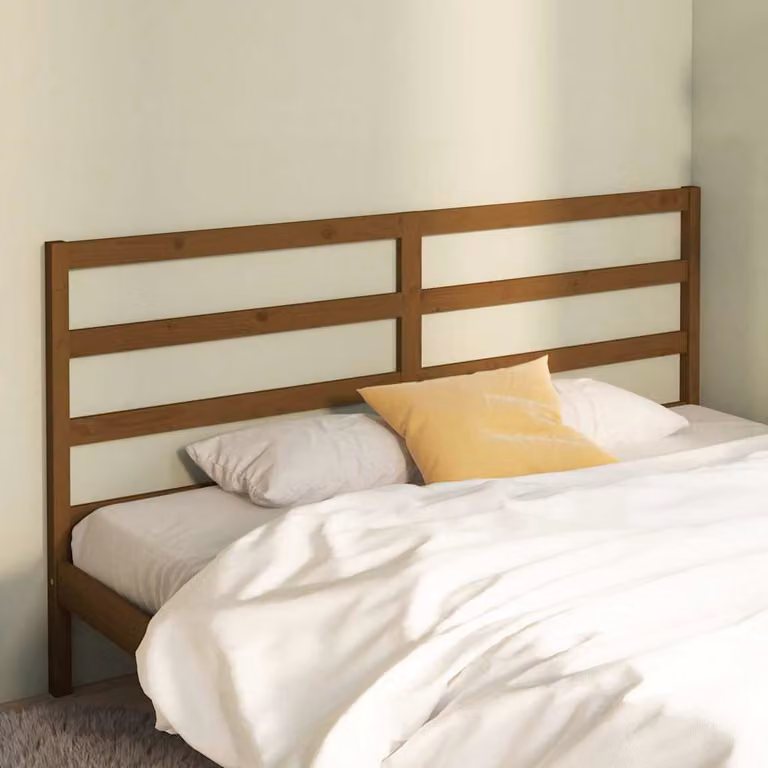 Testiera per letto vidaXL in legno massello di pino color marrone, L: 206 cm, P: 4 cm, H: 100 cm