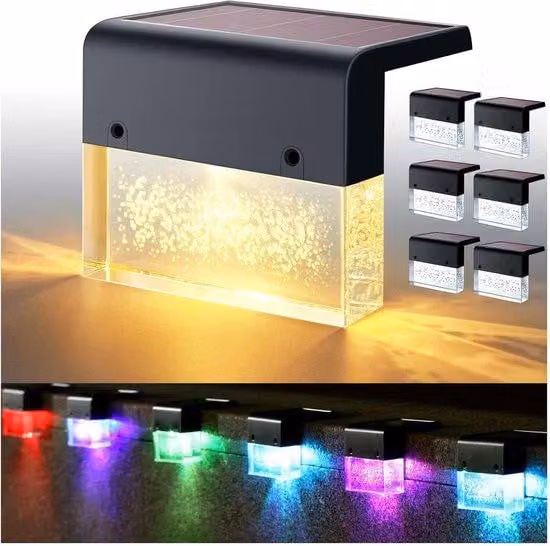 Set di faretti solari con cambio di colore, per siepi, scale, ringhiere, muri, piscine; illuminazione da esterno impermeabile