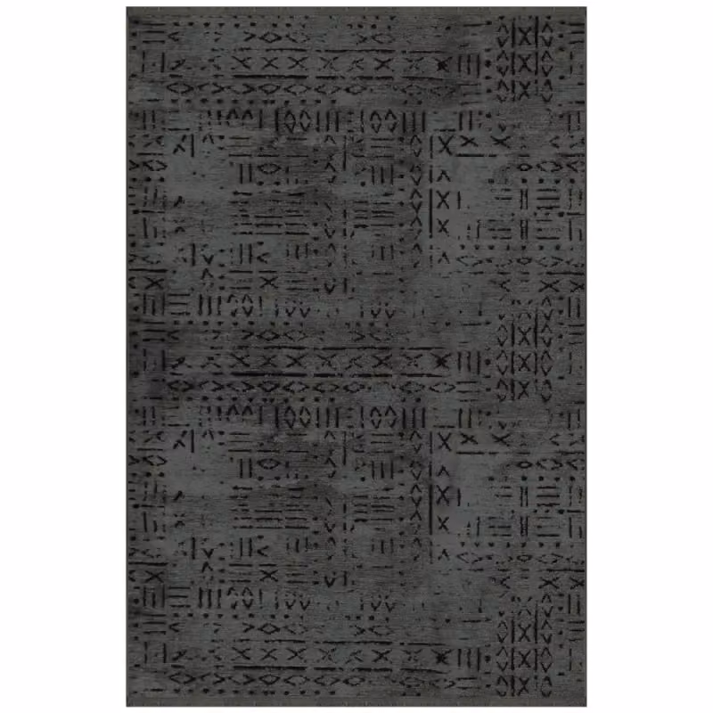 Tappeto in ciniglia EFFEZ Vadi antracite con decorazione geometrica, antiscivolo e lavabile, L: 160 cm x P: 230 cm – 2