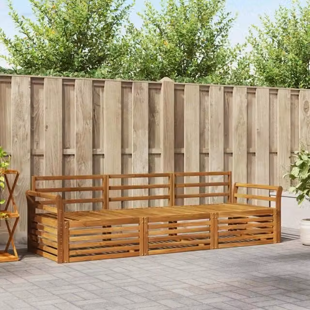 Set di divani da esterno 3 pz Naturale Legno di Acacia Massello 3372939