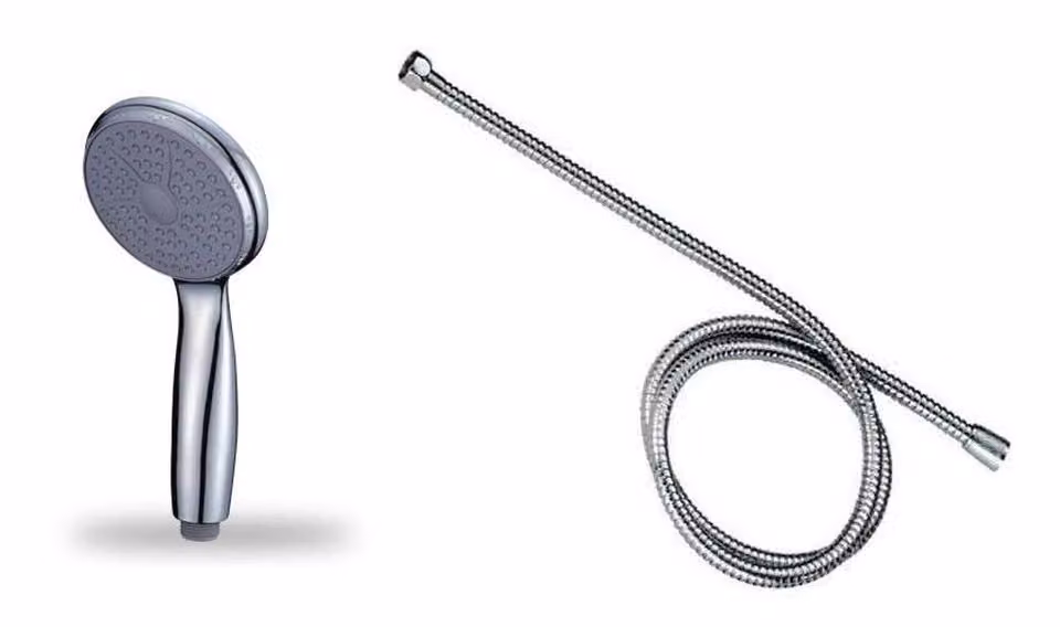 Doccetta con tubo flessibile da 1,5 m, sistema anticalcare, funzione massaggio, soffione, soffione da bagno, soffione wellness