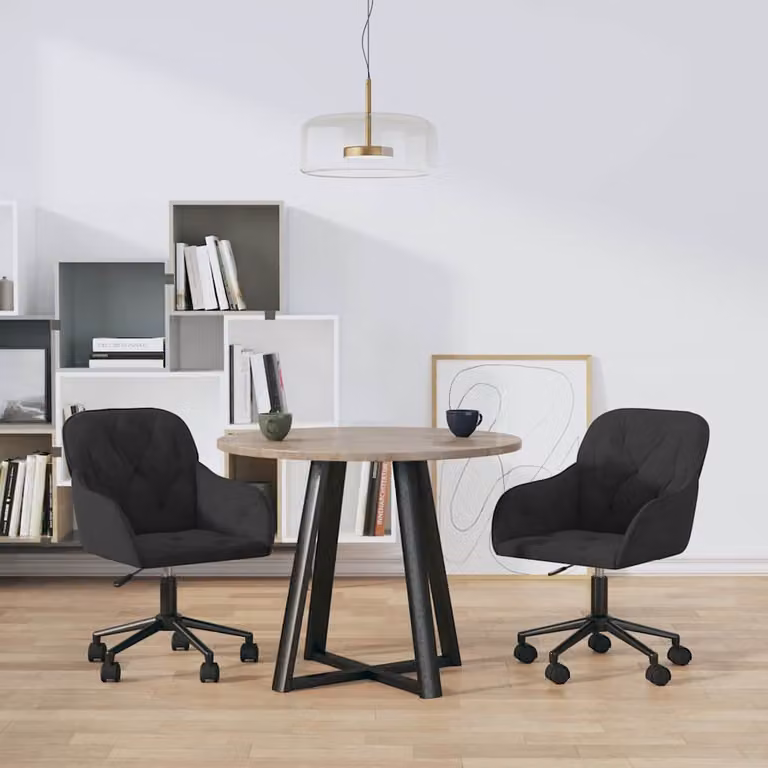 Set di 2 sedie da pranzo girevoli vidaXL in velluto nero con ruote