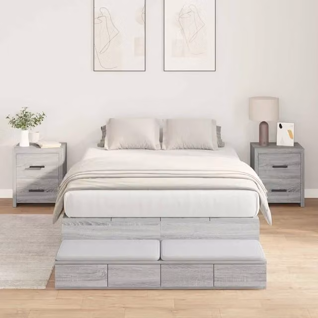 Struttura letto con contenitore con porta Grigio Sonoma 120 cm 3335690