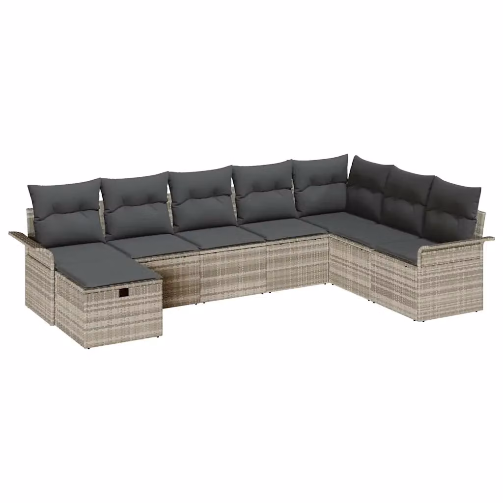 Set Divano da Giardino vidaXL 8 pz in Poly Rattan Grigio e Beige con Cuscini e Struttura in Acciaio – 2